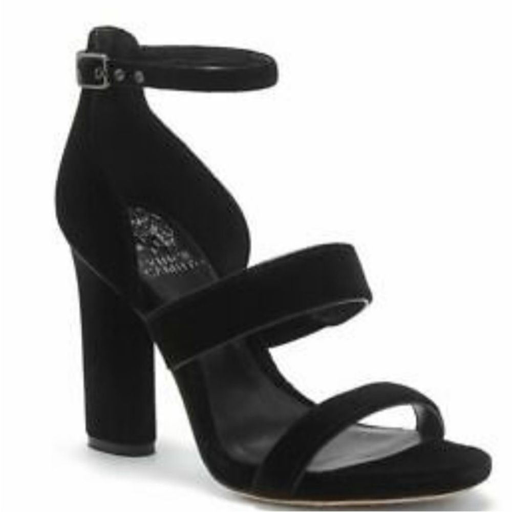 New Vince Camuto Velvet Robeka Heeled Sandal Black 8.5‎